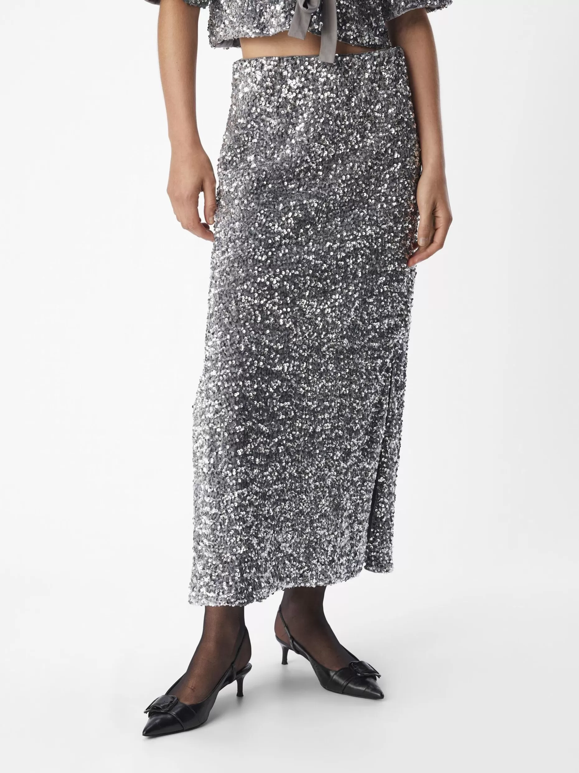 OBJECT PAILLETTEN MAXI ROK Asphalt Cheap