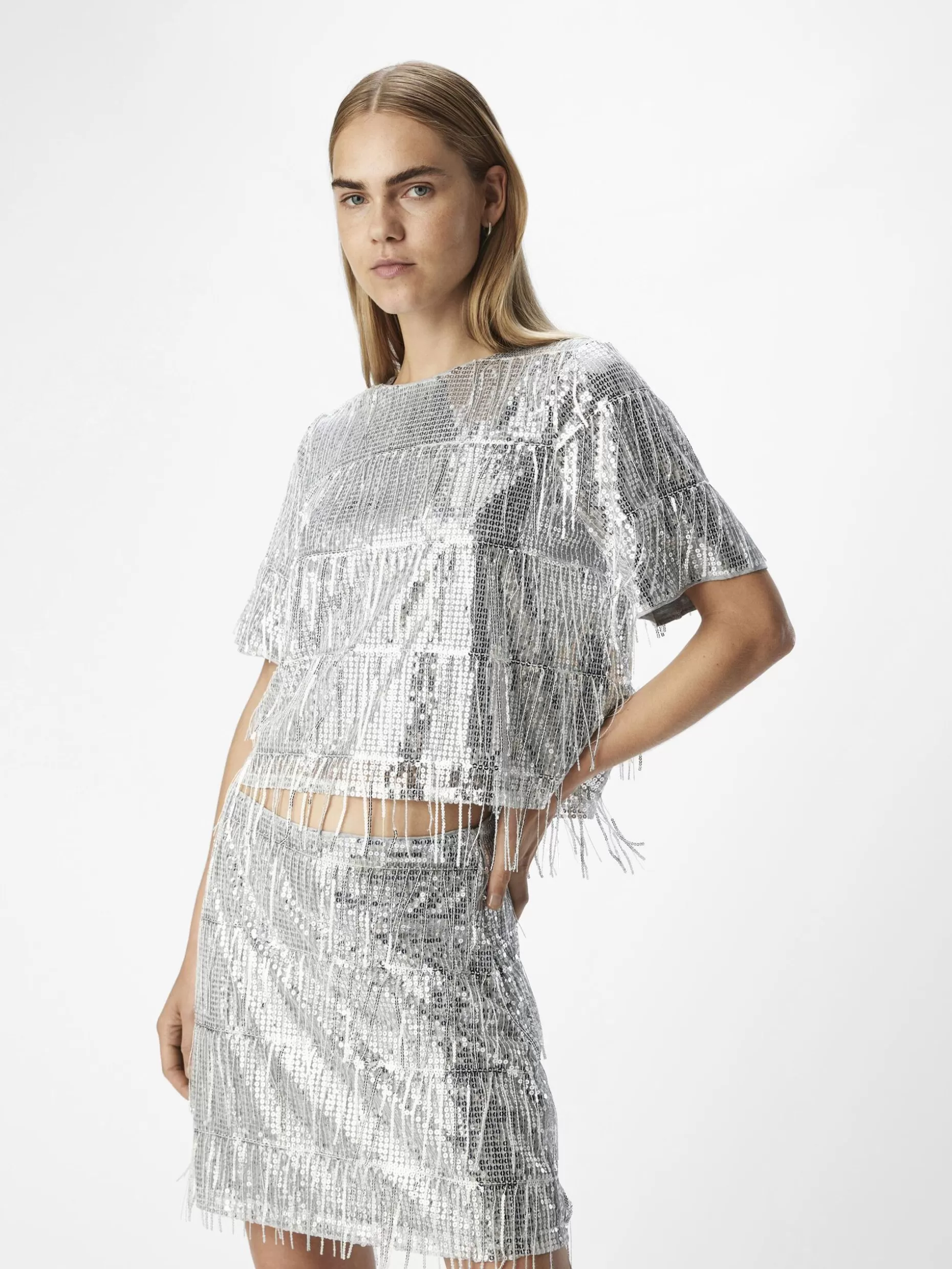 OBJECT PAILLETTEN TOP Silver New