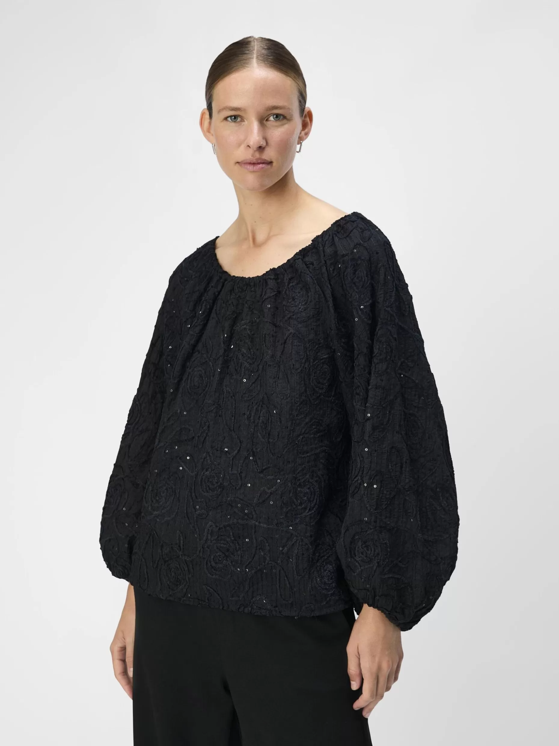 OBJECT PAILLETTEN TOP Black Discount