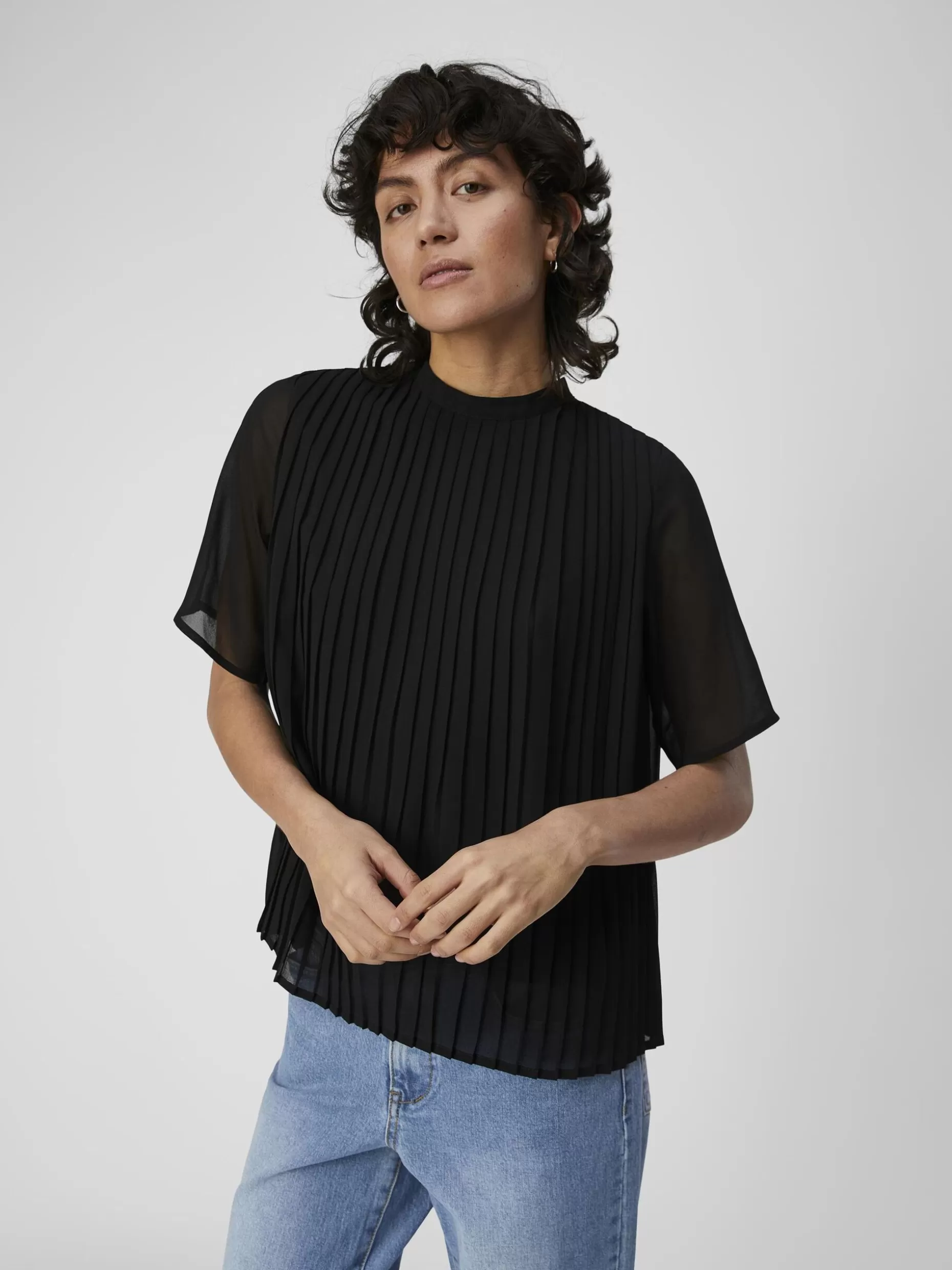 OBJECT PLISSÉ-PLOOIEN TOP Black Fashion