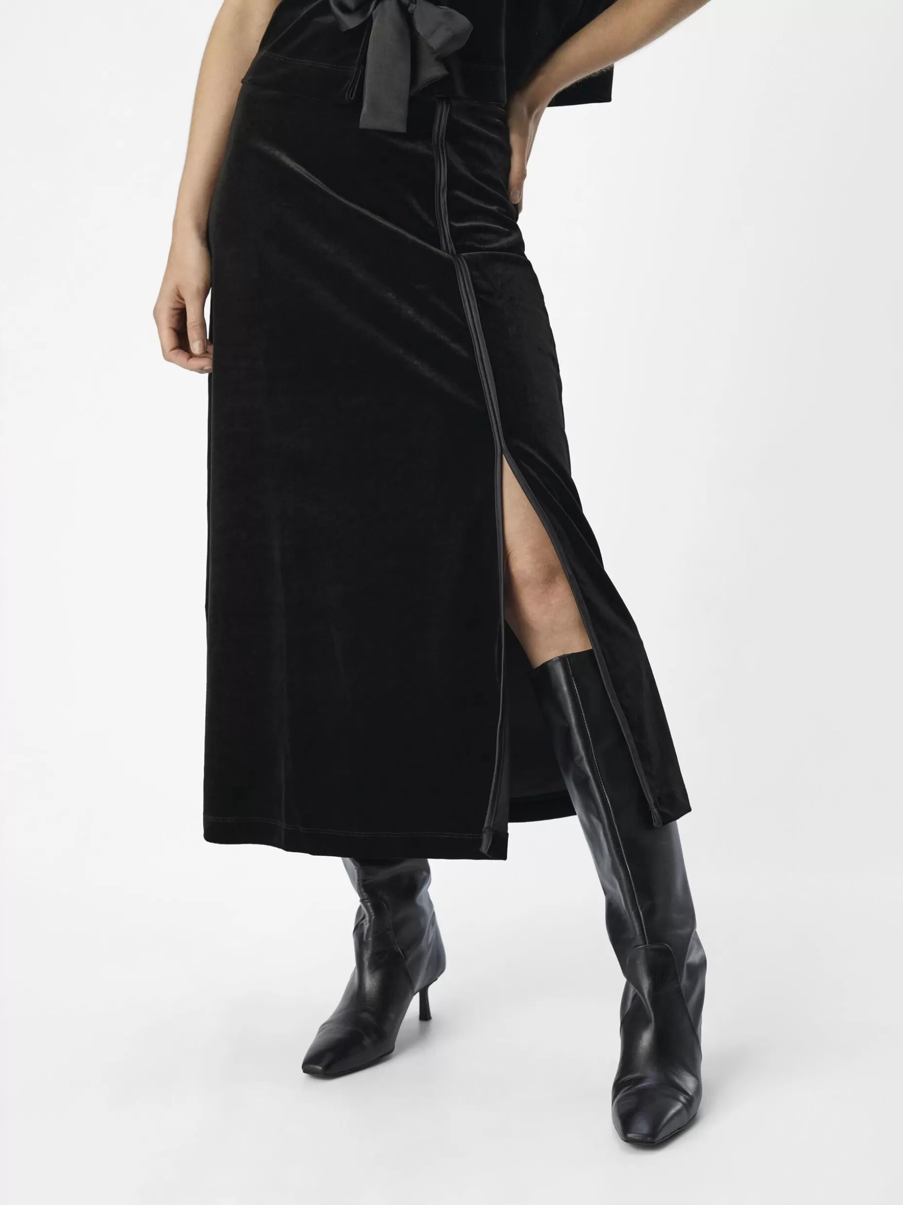 OBJECT VELOURS MAXI ROK Black Shop