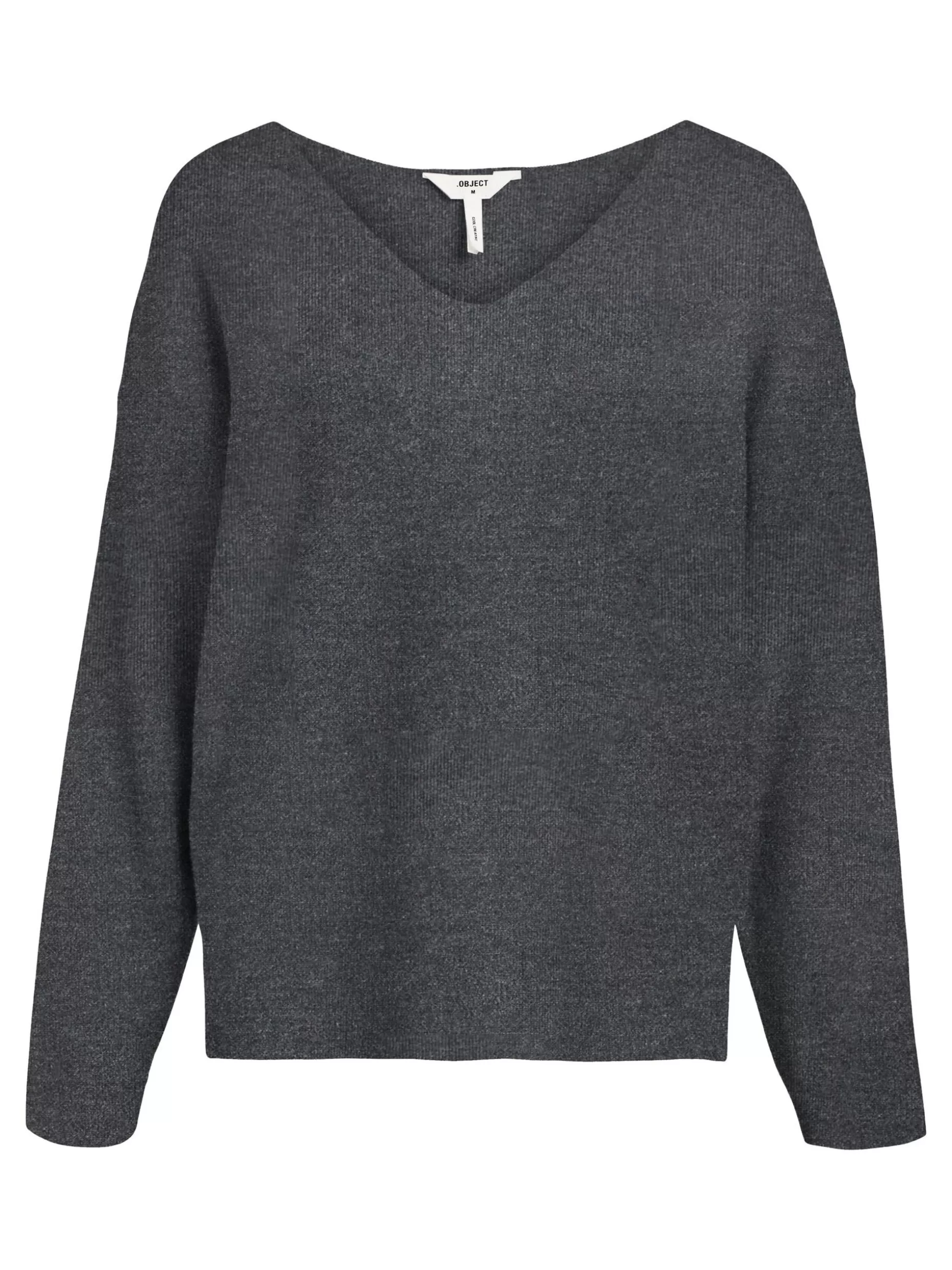 OBJECT V-HALS GEBREIDE TRUI Dark Grey Melange Store