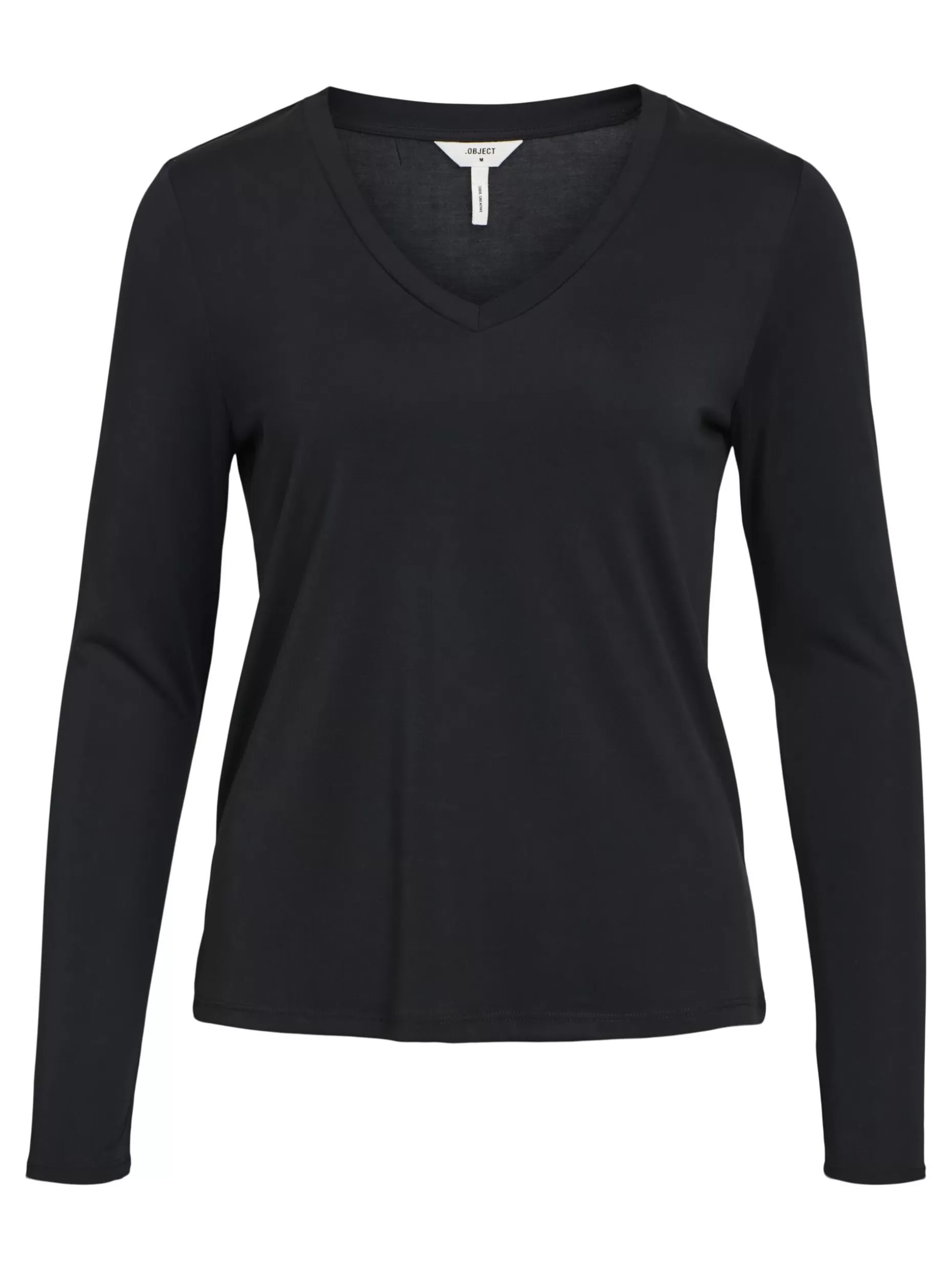 OBJECT V-HALS TOP MET LANGE MOUWEN Black Cheap