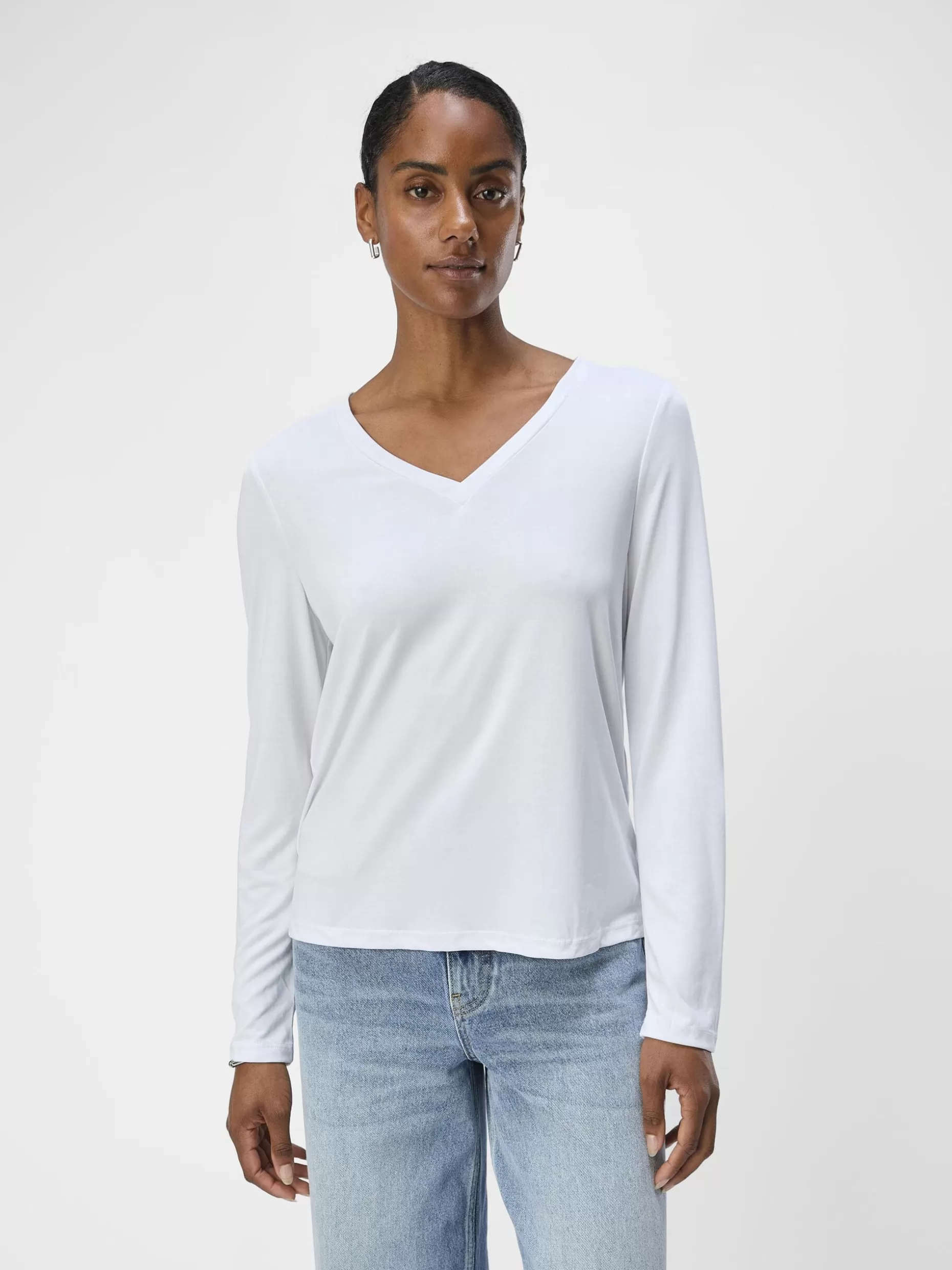 OBJECT V-HALS TOP MET LANGE MOUWEN White Shop