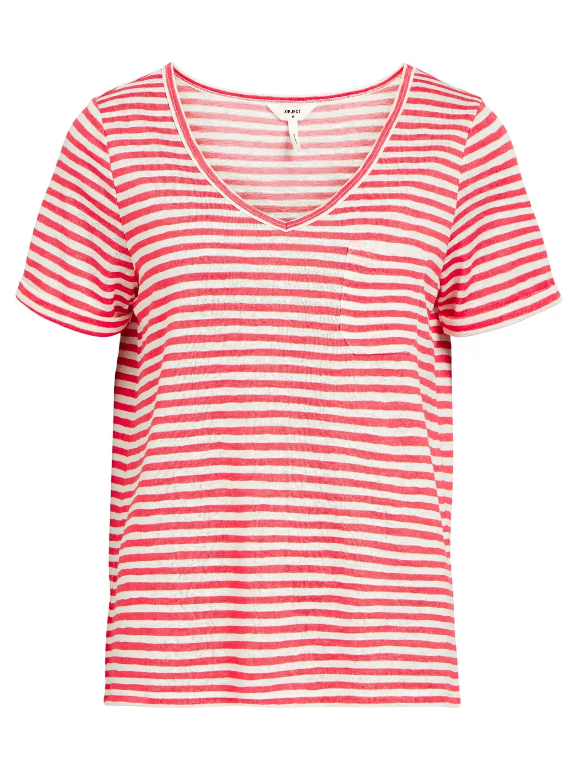 OBJECT V-HALS T-SHIRT Paradise Pink Hot