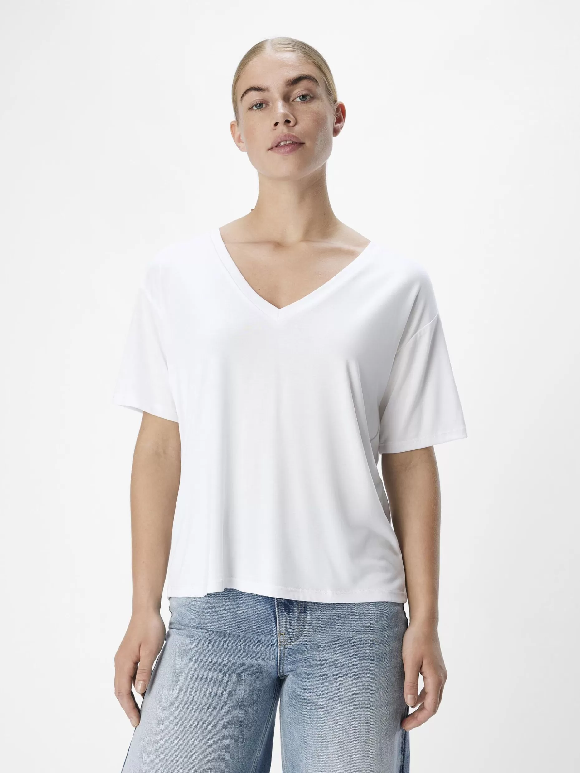 OBJECT V-HALS T-SHIRT White Cheap