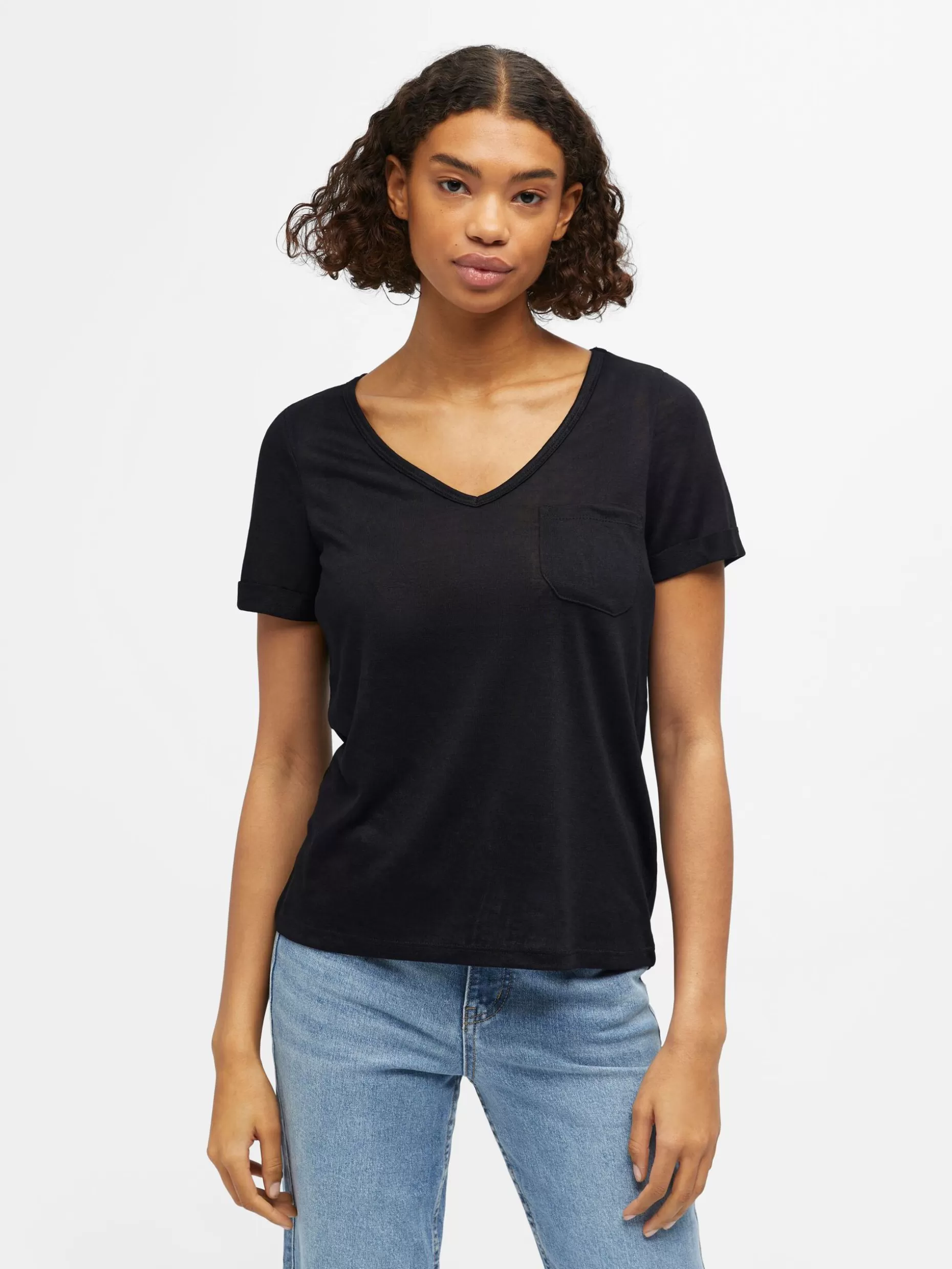 OBJECT V-HALS T-SHIRT Black Best Sale