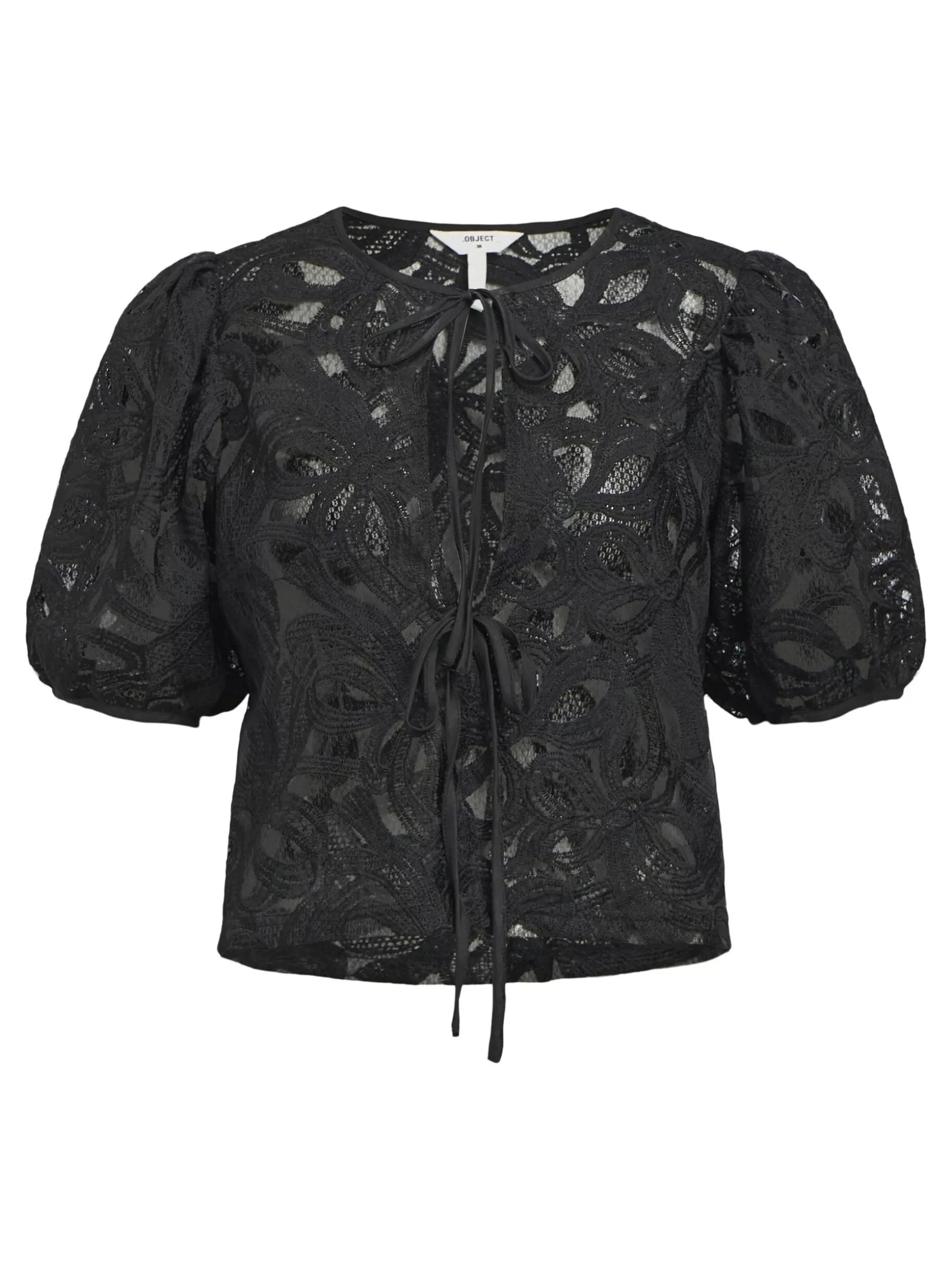 OBJECT VOORKANT MET STRIKSLUITING BLOUSE Black Fashion