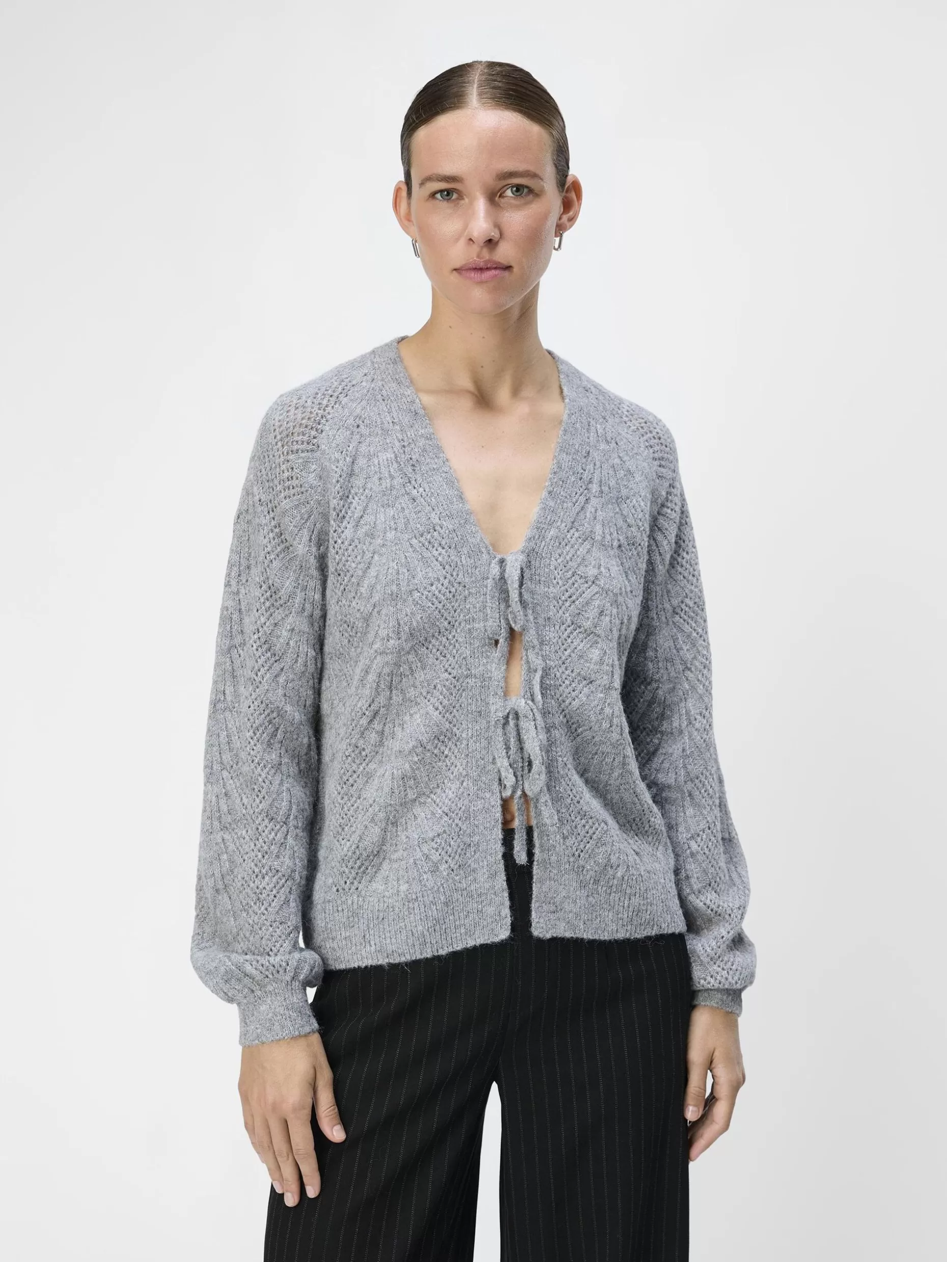 OBJECT VOORKANT MET STRIKSLUITING VEST Medium Grey Melange Best Sale